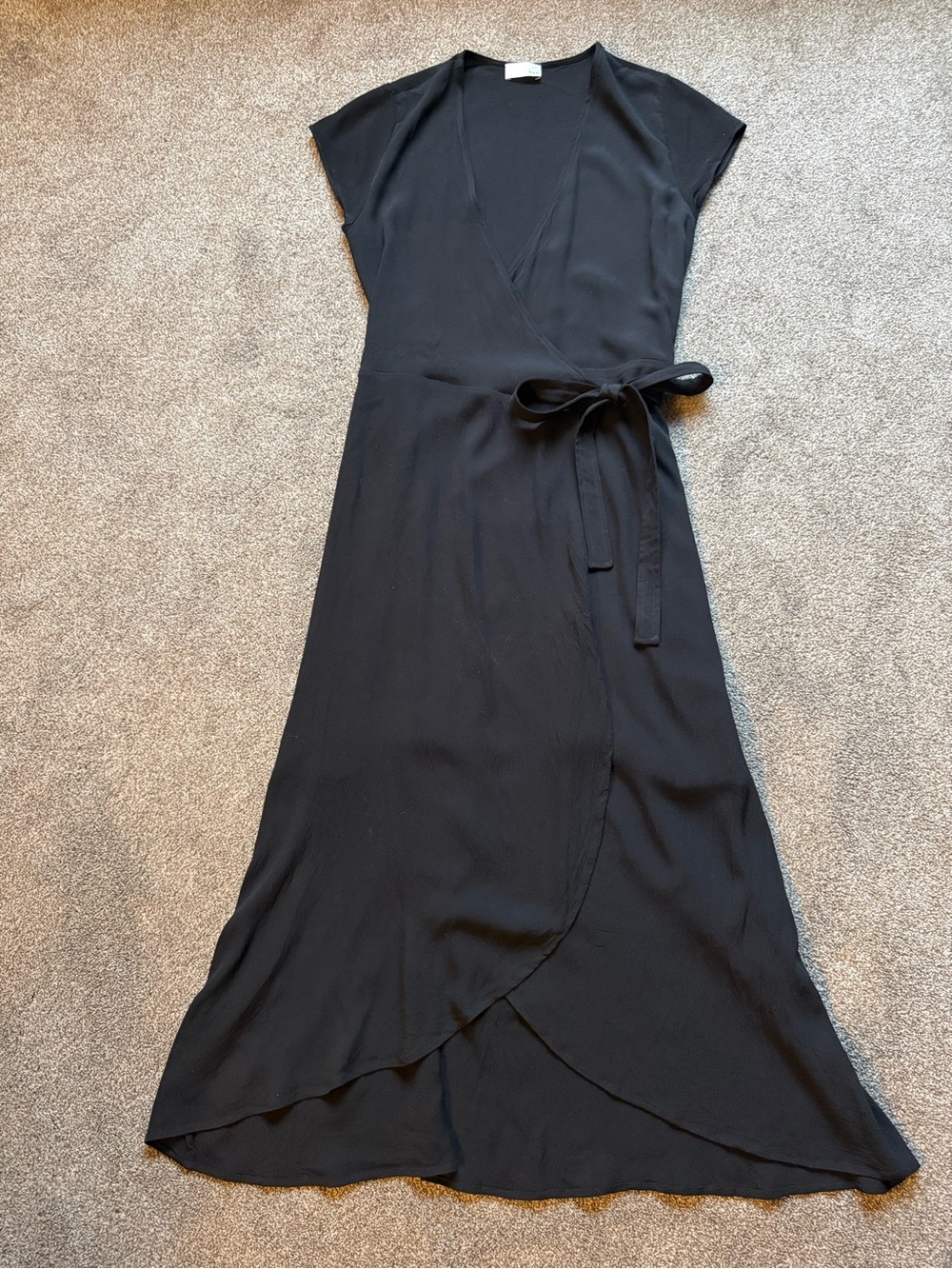 Wilfred Black Wrap-Style Midi Dress with Tie Waist